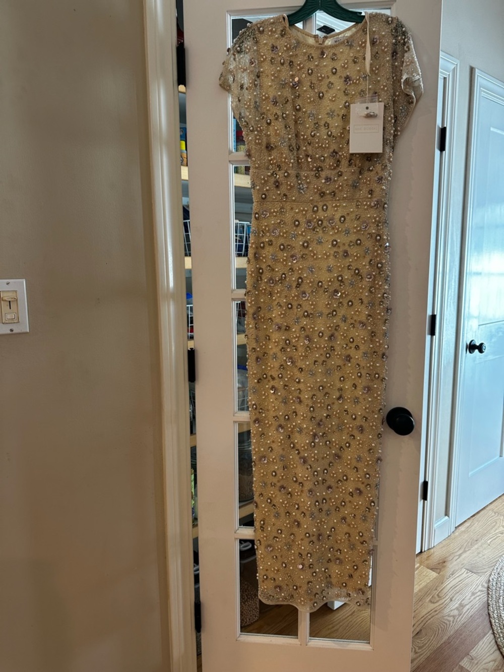 Mac Duggal 94205 Ivory Floral Embellished Mesh Fitted Column Gown US 6